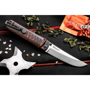 Нож складной Whisper D2 SW RB -G10 CB(Stonewash, Red-Black G10 handle)