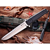 Нож Trident D2 SW (Stonewash,черная рукоять,черные ножны)