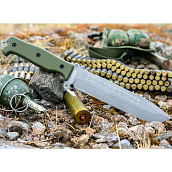 Нож Survivalist-X AUS-8 TW (Tackwash, G10 Green Handle, Camo MOLLE Sheath)