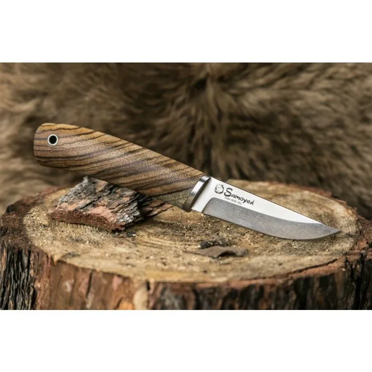 Нож Samoed N690 SW (stonewash,дерево,кожаный чехол)