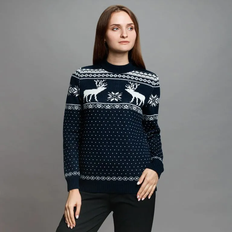 Новогодний свитер с оленями, женский, размер S