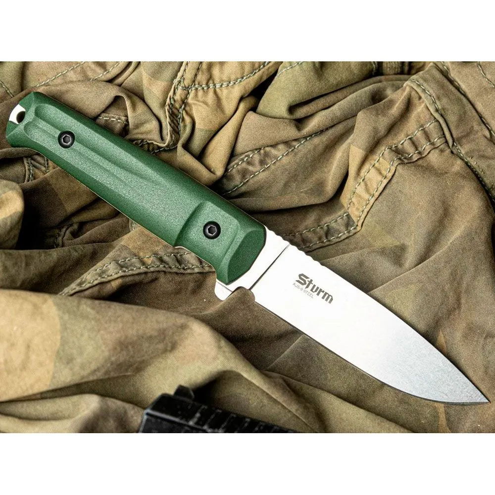 Нож Sturm AUS-8 SW olv (Stonewash, олива рукоять)